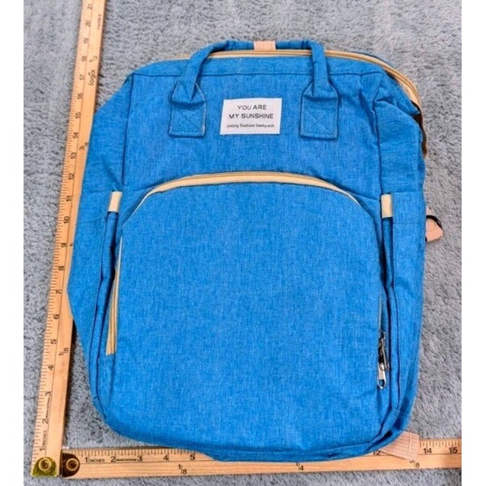 You Are My Sunshine Diaper Bag Backpack Women OS Blue Fold Out Changing Station